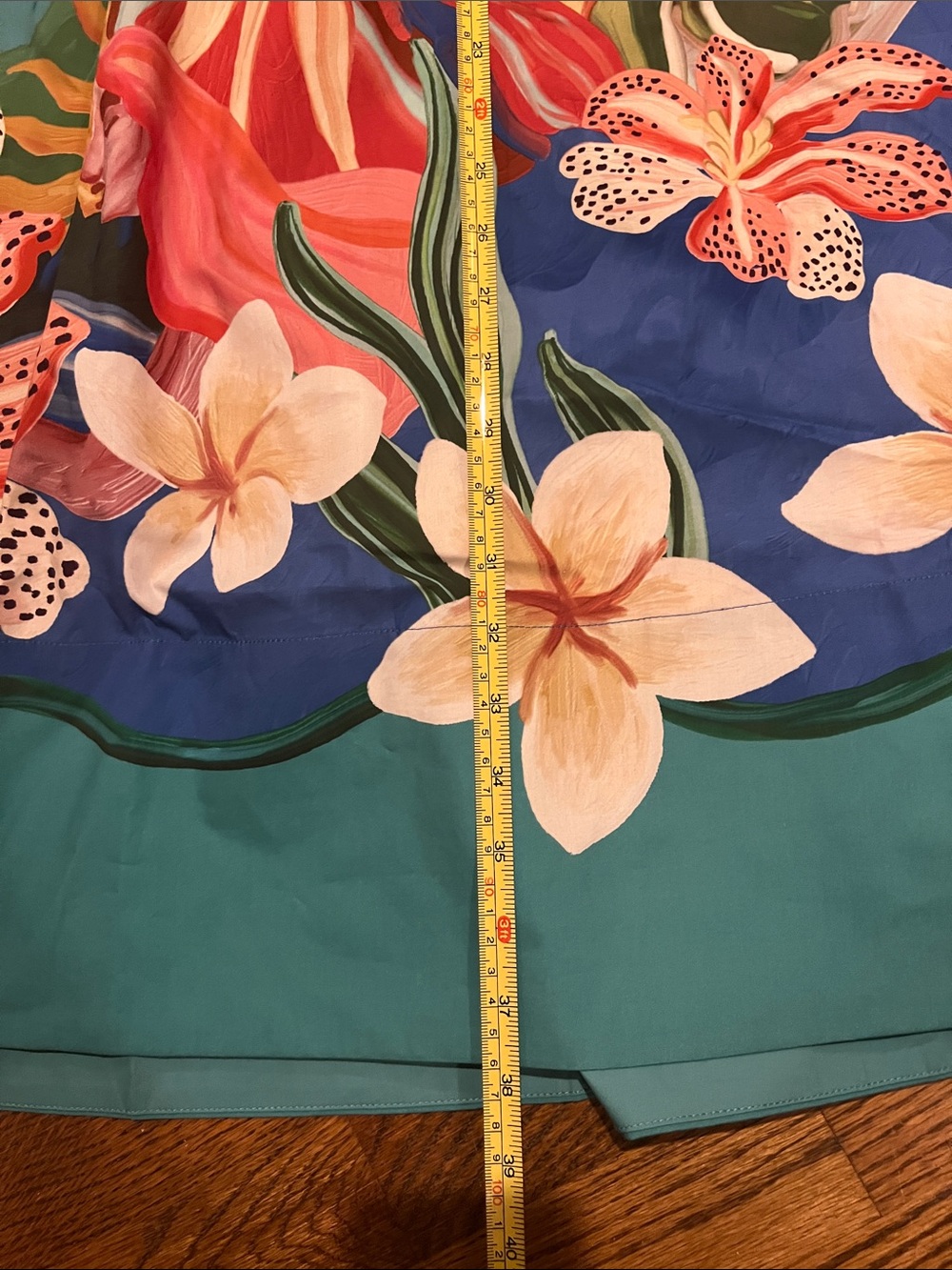 Vibrant Farm Rio Garden of Life Pockets Turquoise Floral Midi Skirt 🌴🌸🩵 - Picture 6 of 8
